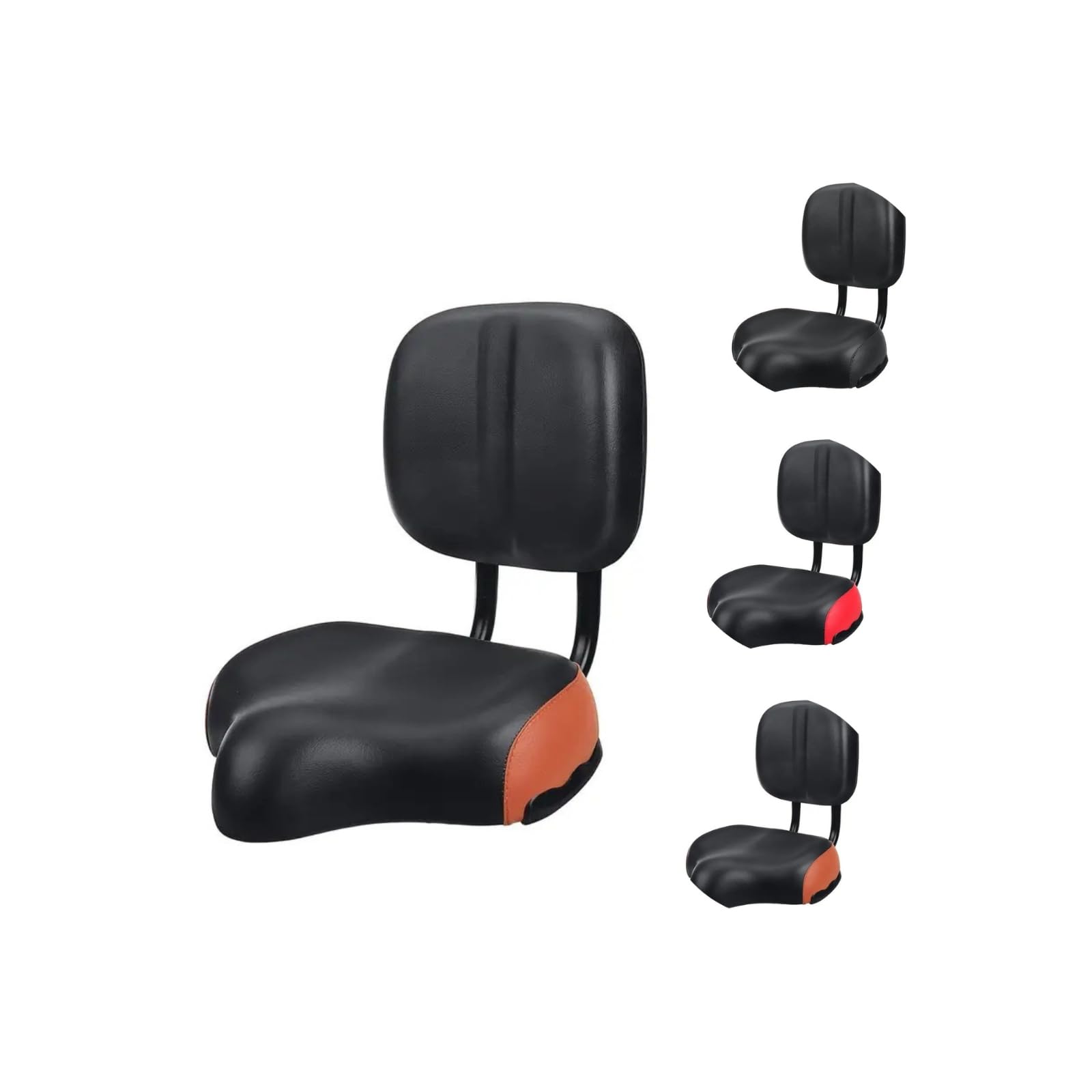 Selle De Vélo Avec Dossier Rembourrée - Large, Confortable, Universelle - Pour VTT, Vélo électrique, Tricycle - Noir - 4
