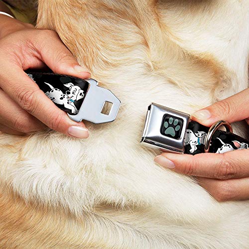 Buckle-Down DC-WDY178-L Seatbelt Buckle Dog Collar - Dalmatians Running/Paws Black/Gray/White/Black thumb #1