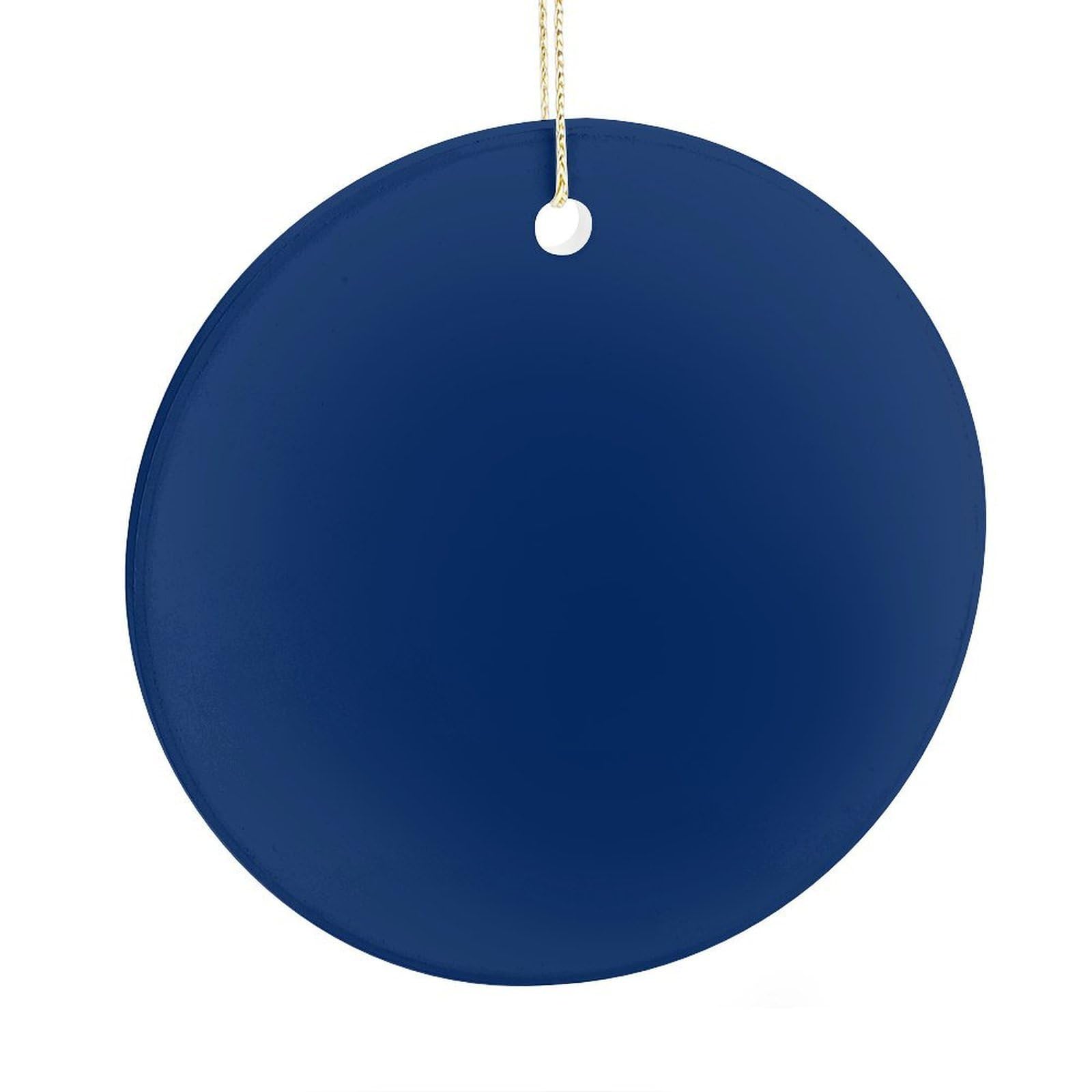 Fekiloot Style Navy Christmas Ornaments 2.9 Inch Round Ceramic Ornament Keepsake Thank You Gifts For Office, Room, Home - Holiday Present Ideas