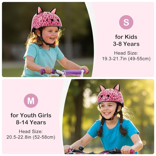 Image of Kids Bike Helmet for Girls 3-5 /5-8 /8-14, Adjustable Helmet with DIY Cat Ears, Cute Toddler Youth Helmets for Skateboard Scooter Cycling Roller Skating