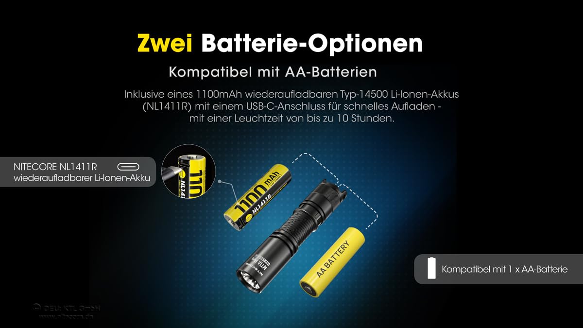 Nitecore Taschenlampe MT1A Pro, USB-aufladbare 800 Lumen LED, kompakt und wiederaufladbar, taktische Taschenlampe für Notfälle und Outdoor-Aktivitäten