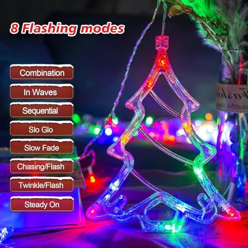 Image of Christmas LED Lights - 138 LEDs with Star, Jingle Bell, Reindeer, and Christmas Tree Designs | 8 Lighting Modes for Home, Bedroom, Wedding, and Party Decorations (Multi Color)