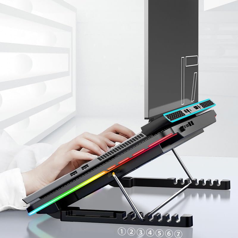 Base ajustable con ventilador para laptop miniatura 2