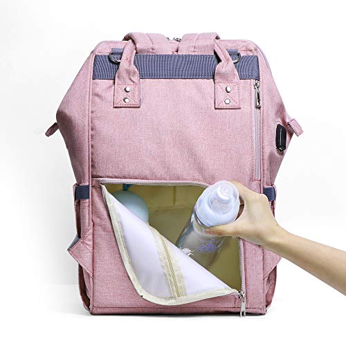 Buy Alexia Land Diaper Bag Backpack Large Capacity For Baby Care Wide Open Design And Waterproof Fabric Pink Grey At Amazon In