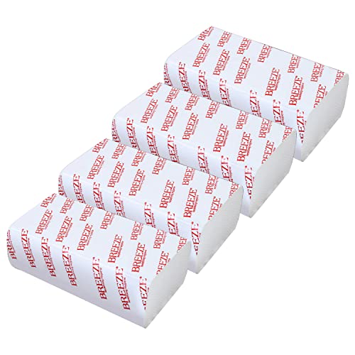 BREEZE Multifold Tissue Paper Towels 520 Sheets Soft and Absorbent 1 Ply Hand Towel Napkin for Office Kitchen & Home (Pack of 4x130, White)