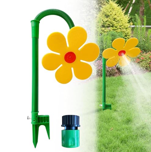 Upgrade Crazy Dancing Daisy Sprinkler 2026 New 360 Rotating Funny Dancing Sun Flower Dancing Daisy Lawn Sprinkler for Yard Watering Kids & Pets Playing (Yellow)