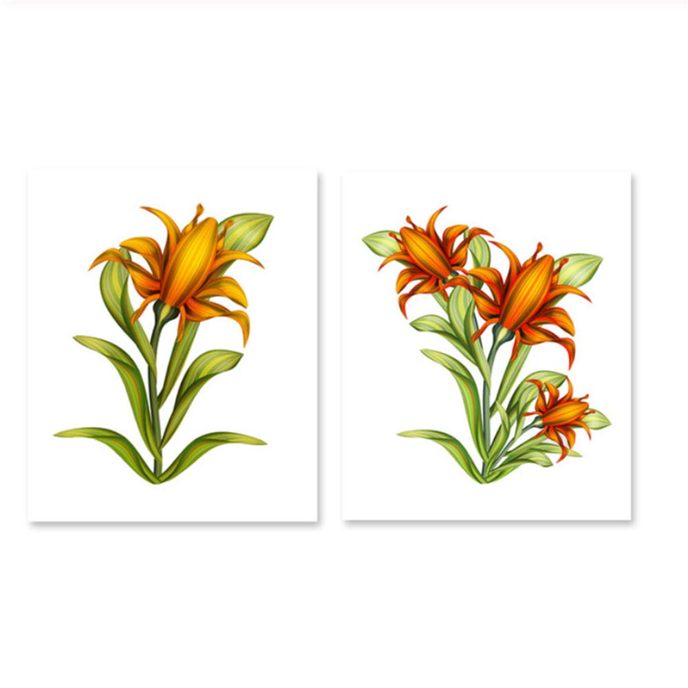 Imprimir Lienzo Pintura Flores Amarillas Carteles de Plantas y Cuadros nórdicos de Arte de Pared para decoración de Marco de Sala de Estar 60x80cm (23.6 "x31.5) x2 con Marco
