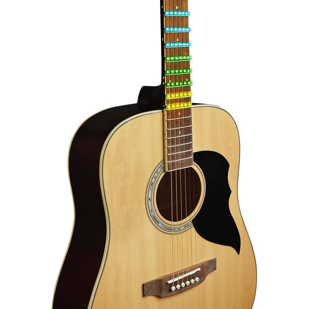 EKO GUITARS – RANGER NAT Visual Note, Guitare Acoustique Dreadnought, Table Épicéa, Dos et Éclisses Tilleul, Lamelle LED Visual Note Compatible APP, Couleur Natural