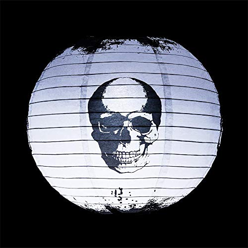 Image of Quasimoon PaperLanternStore.com 14 Inch Halloween Skull Skeleton Face Paper Lantern, Hanging Decoration