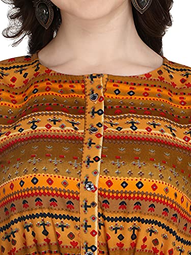 Image of DHRUVI TRENDZ Women's Slub Rayon Western Dresses Regular Fit | A-Line One Piece Dress for Women Long | Dress for Woman | Maxi Dresses for Women Stylish