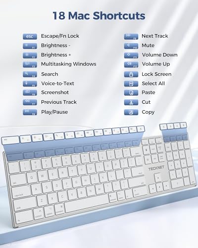 Image of TECKNET Wired Keyboard for Mac, USB & Type-C Dual Interface, Silent Click | Ultra-Slim Keyboard, Full Size with Numeric Keypad, Compatible with Apple MacBook Pro /Air, iMac Pro /mini