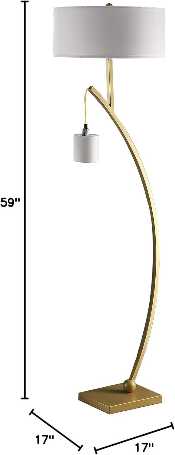 Ore International 59" in Contemporary Dual Gold ARC W/Hanging PENDELUM LAMP Metal Floor LAMP