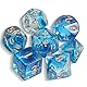 QMAY DND Dice Polyedrisches Würfel Set - 7 Stück für Dungeon und Dragons MTG RPG D&D D20, D12, D10, D%, D8, D6, D4 (Hellblau transluzent)