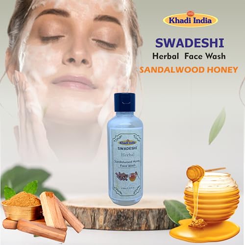 Image of Khadi Natural 100% Herbal Sandalwood & Honey Face Wash - Nourishing & Calming Cleanser for Radiant Skin, Enriched with Ayurvedic Ingredients, Sulfate & Paraben Free - 630ml