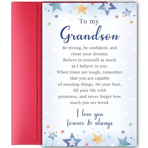 YIWANSIN Inspirational Love Card for Grandson, Heartfelt Greeting from Grandma or Grandpa,...