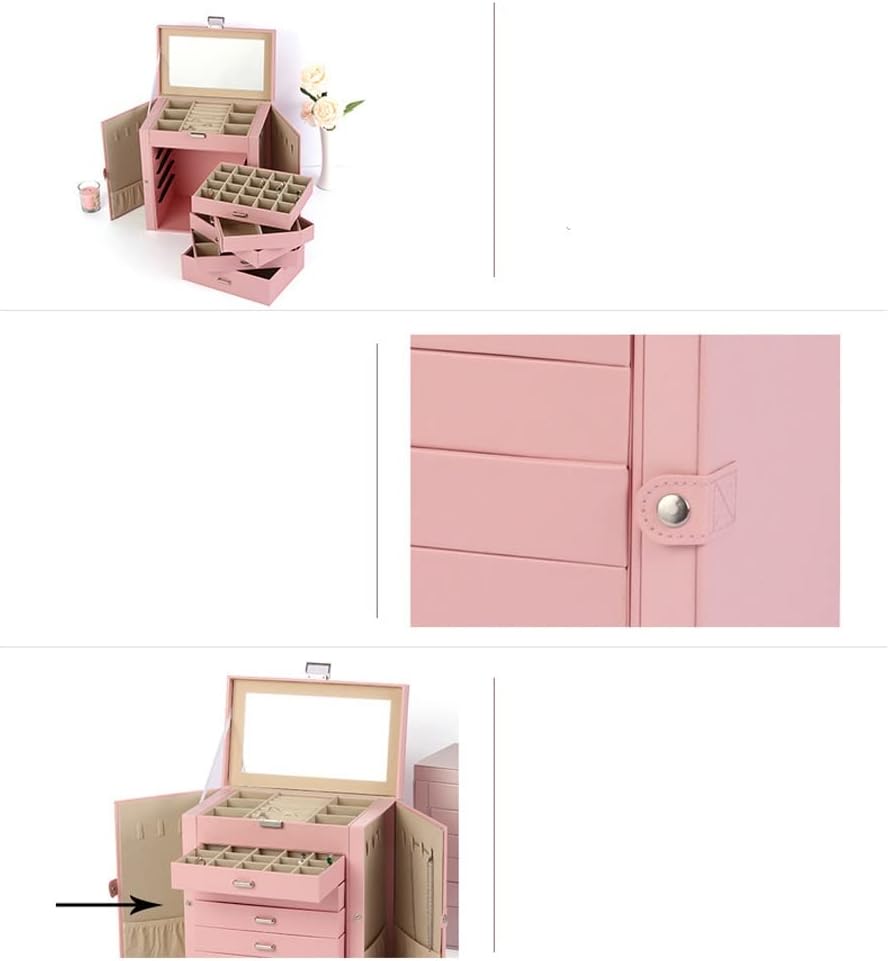 Jewelry Box Organizer Jewelry Box PU Princess Jewelry Five-Layer Storage Box Jewelry Box Jewelry Organizer Small (B 27x16x28cm)