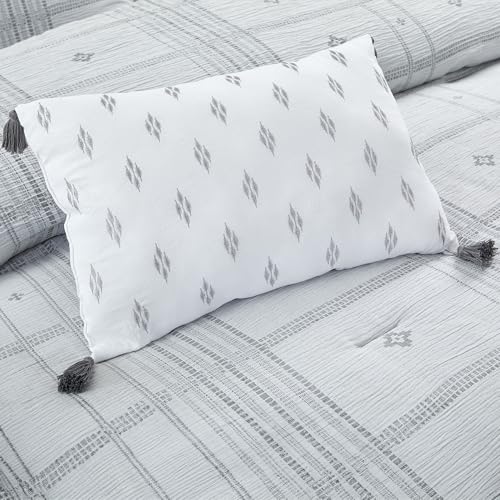 Image of Modern Threads 5-Piece Jacquard Comforter Set, Elena Queen in Grey - Elegant Comforter, 2 Pillow Shams, and 2 Decorative Pillows