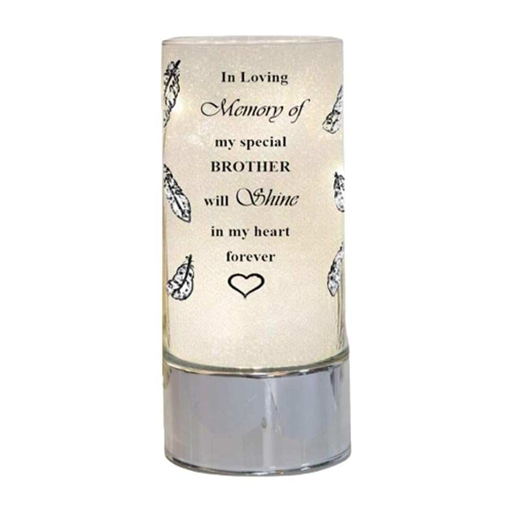 Memorial Light Tube Ornament for Garden & Graveside – Weatherproof Glass Remembrance Light with Engraved Verse | Sympathy & Memorial Gift for Loved Ones (20cm) (Brother)