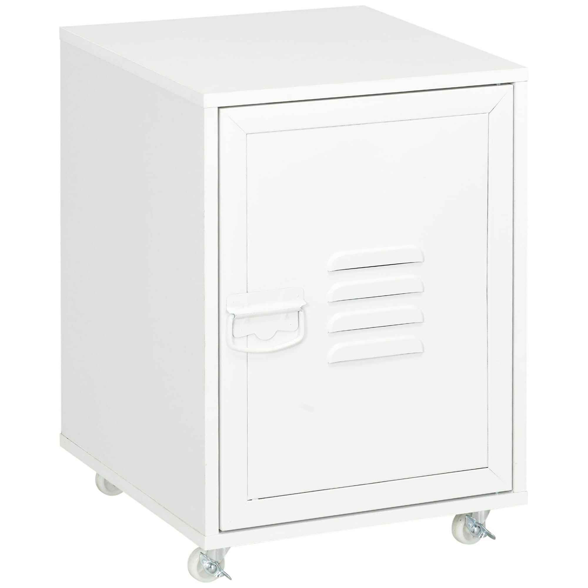 Vinsetto Commode De Bureau à Roulettes 3 Tiroirs 4 Étagères - Meuble Rangement Blanc