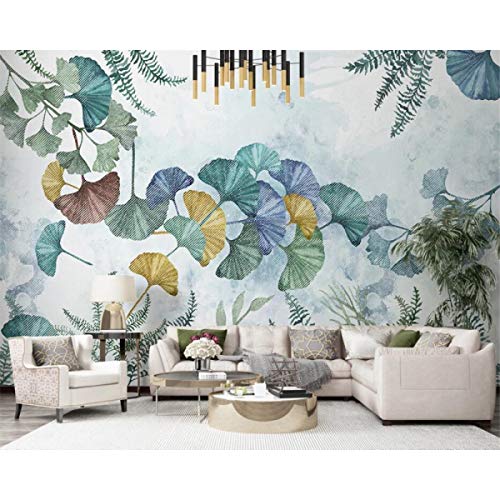 Benutzerdefinierte Tapete Wandbild kleine frische moderne minimalistische Pflanze Ginkgo Blatt handgemalte nordische TV Hintergrund 3D Wallpaper