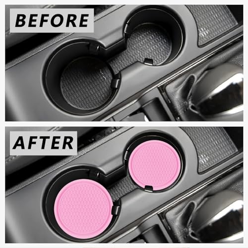 ZSDY Car Cup Coaster, 4PCS Universal Auto Non-Slip Cup Holder Embedded in Ornaments Coaster, Car Interior Accessories Sets, Pink - Image 3