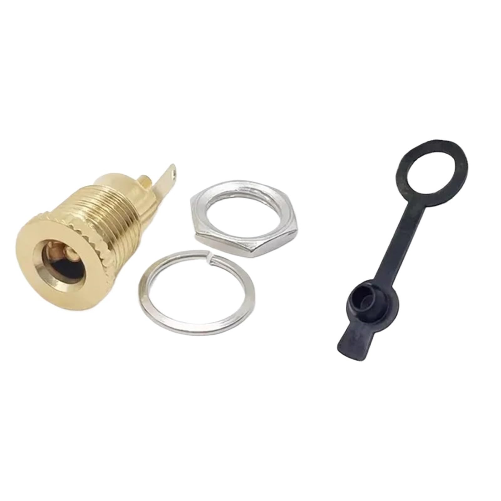 Jack di alimentazione CC, 50 pezzi, presa jack femmina per montaggio a pannello, 5,5 x 2,1 5,5 x 2,5 mm, per audio auto, laptop, lettori MP3 (2,5 mm oro con tappo)