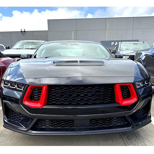 Image of 2024+ Mustang GT & GT Premium Front Grill Inserts (Gloss Red)
