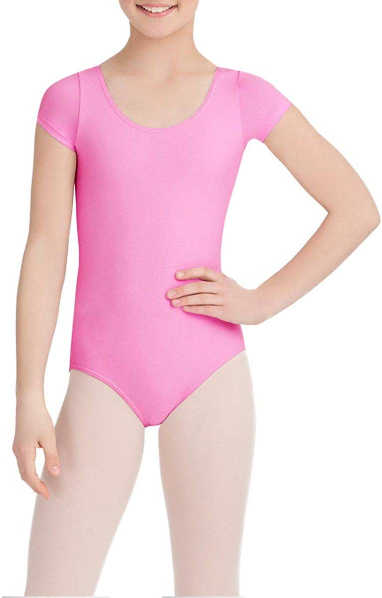 Capezio Girls' Big Classic Short Sleeve Leotard, Candy Pink, Large
