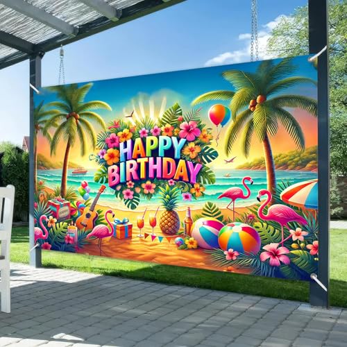 BlissYard fondo cumpleaños tema playa tropical 120x84 in miniatura 2
