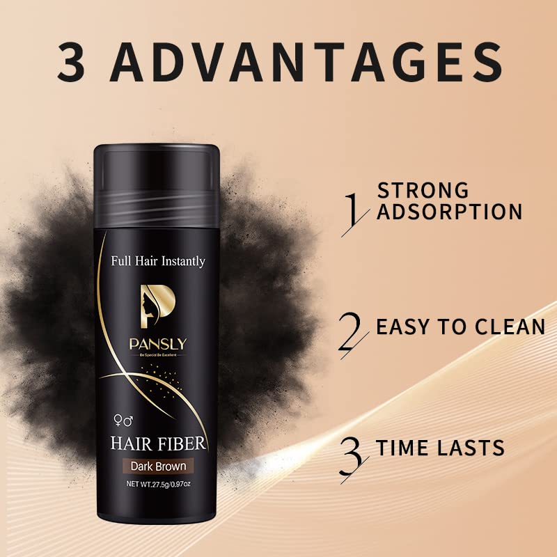 Dark Brown Hair Building Fibers for Thinning Hair Instant Thickener and Concealer Windproof & Water Resistant Volumizing Powder for Men and Women (Pack of 1)