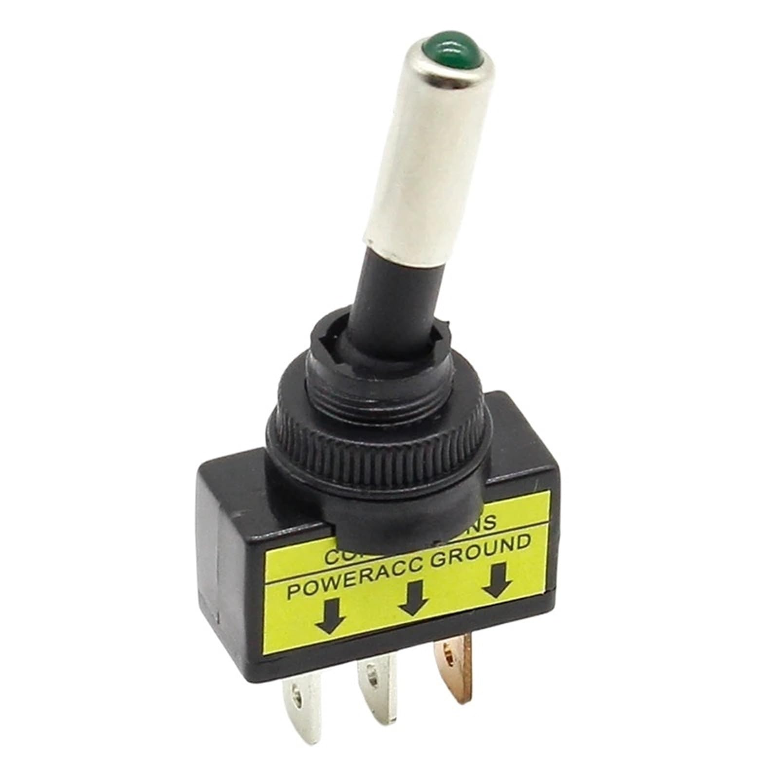 Interruptor basculante de 12V de 3 pines SPST con luz verde brillante para panel de coche 5