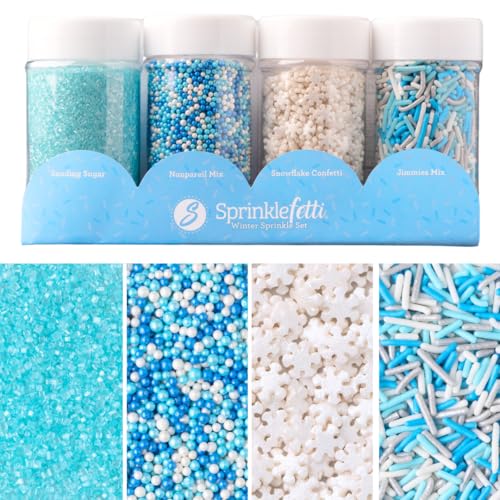 Image of Sweets Indeed Sprinkles, 4 Pack, Edible Sprinkle Mix, Perfect for Cake Decorations, Baking, Ice Cream, Cookies, Cupcake Topper (Winter)