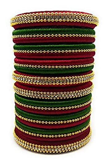Siddhi Vinayak Collection Silk Thread Maroon and Green Bangle Set for Women (2.6) (B09BB6NZDG) Amazon Price History, Amazon Price Tracker