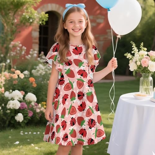 HUIACONG Girls Summer Dress for Party Beach Birthday Gifts Ruffle Sleeve Midi Casual Sundress Back to School Clothes3