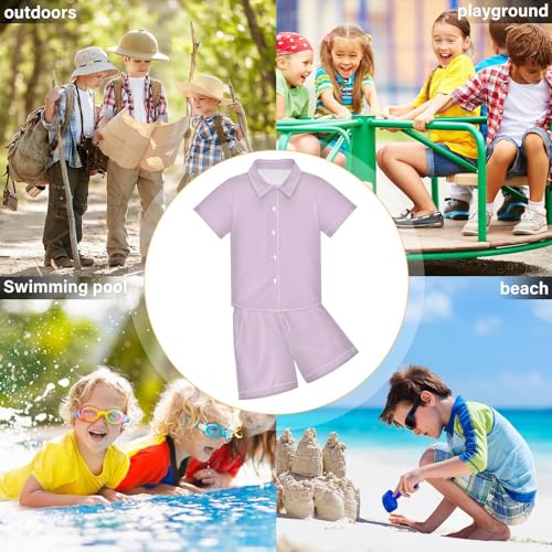 Image of 3T Toddler Boy Shorts Set Teal Hawaiian Button Down Shirts Summer Outfits for Little Boy