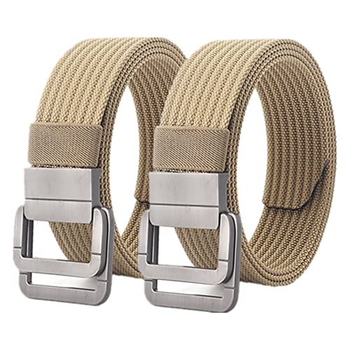 Belts for men Braided Belt,Belts Men, Military Double D-ring Adjustable Buckle Nylon Tactical Belt, 2 Pack