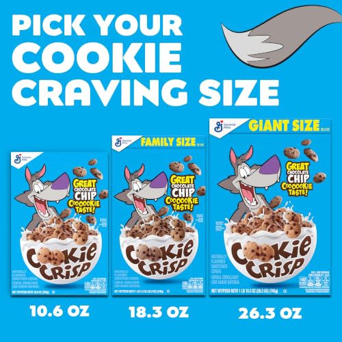 Image of Cookie Crisp Breakfast Cereal, Chocolate Chip Cookie Taste, Made with Whole Grain, Large Size, 15.1 oz