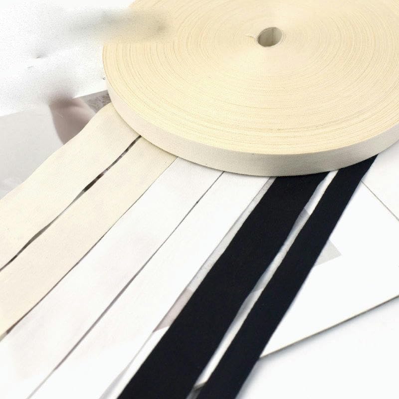 1 cinta de algodón de 90 m ajustable para bolsa de 10/15/20/25/30/35 mm, cintas duraderas para manualidades y costura al bies, tela blanca para accesorios y manualidades