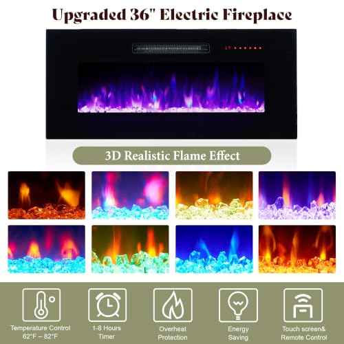 Image of AMERLIFE 70 inch Fireplace TV Stand with 36 inch Electric Fireplace
