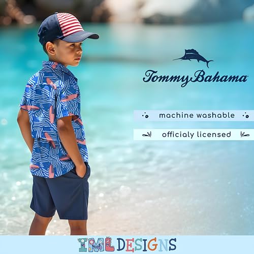 Image of Tommy Bahama Boys Classic Woven Button-Down Short-Sleeve Hawaiian Shirt with Pocket for Kids
