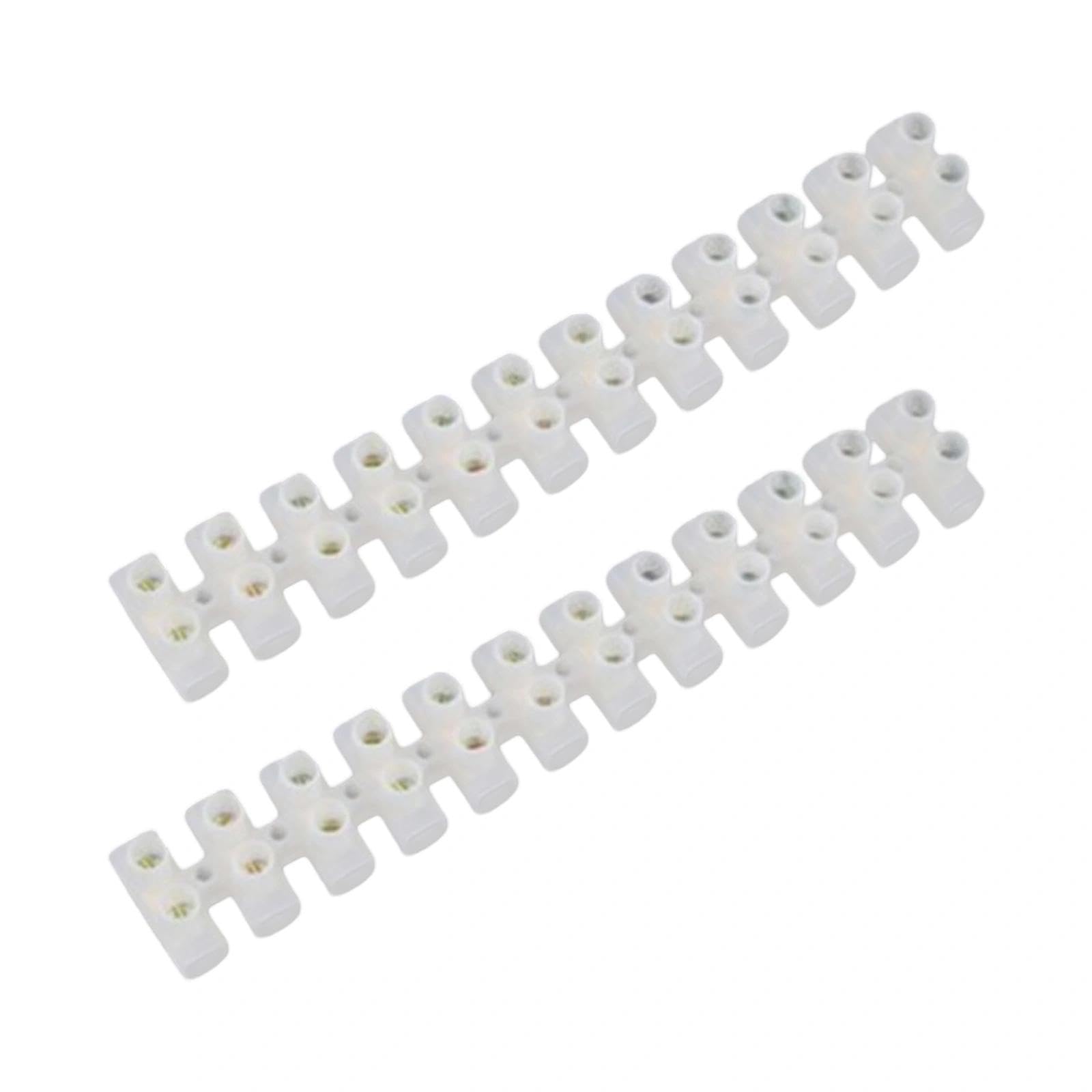2 Pack 30A Electrical Connector Blocks 30 Amp 12 Way White Terminal Block Strip Electrical Terminal Connector Strips Electric Wire Chocolate Chock Blocks Connecting for Wiring Cable