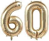 40 Inch Light Gold 60 Number Balloons White Gold Giant 60 Foil Mylar Helium Large Digital Balloon Champagne Gold Birthday Numbers Jumbo Balloons 60th Anniversary Events Party Decorations Supplies