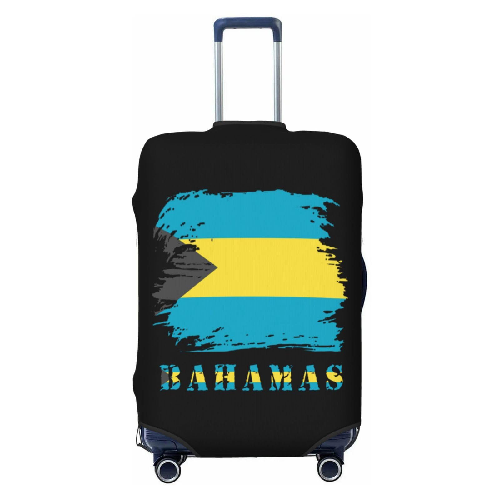 Vintage Bahamas Bahamian Flag Luggage Cover Men Women Washable Elastic Anti-Scratch Suitcase Protector Covers For Luggage Travel Fits 18-32 Inch Case Large
