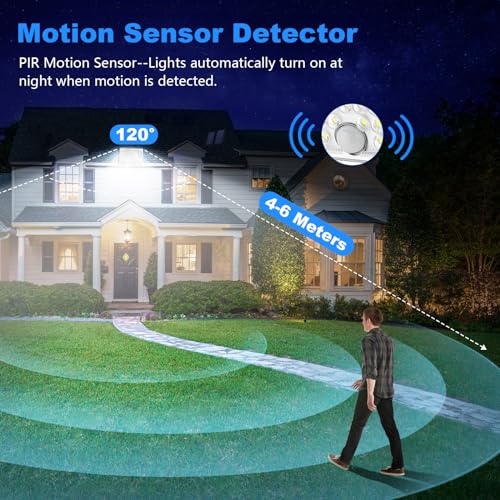 Solarlampen für Außen,Solarleuchte mit Bewegungsmelder,113 LED Solar Strahler IP65 Wasserdichte Solar-Split Wandleuchte mit 5m Kabel für Garage, Garten, Hof, Stufen, Haustüren, Rasen - 2 Stück