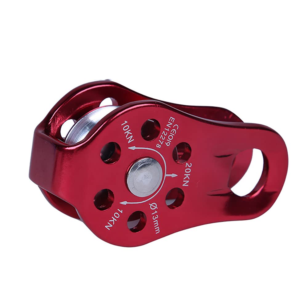 Polea de escalada 20KN fija sola polea para escalada en roca espeleología-Polea Tandem Pulley con rodamiento de bolas, polea de rescate para escalada y rescate