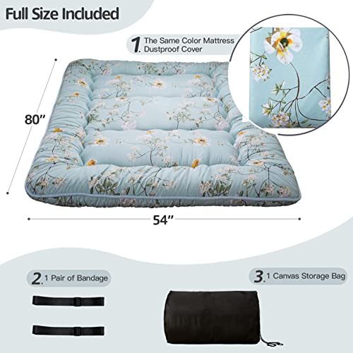 Image of MAXYOYO Rustic Floral Korean Floor Mattress Japanese Futon Mattress, Foldable Roll Up Camping Mattress Floor Lounger Couches and Sofas Mattress Topper, Full