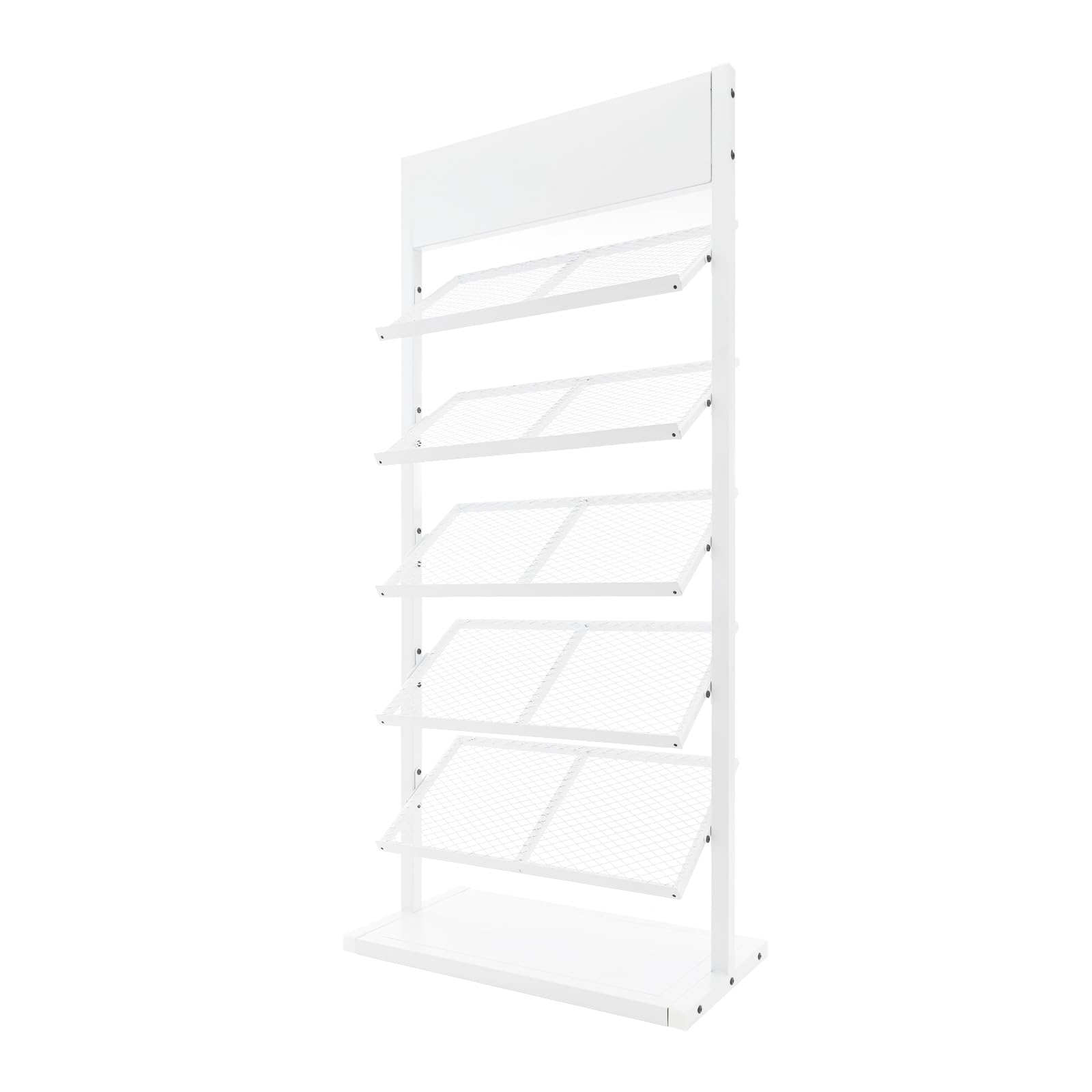 LOYALHEARTDY 5-Tier Ceramic Tile Display Rack, Floor Porcelain Display Stand Ceramic Sample Display Rack (White)
