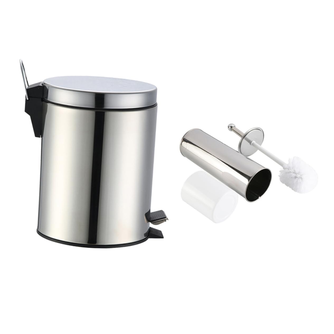 Alipis Pattumiera in Acciaio Inox 5l Pedale Set 1 Argento | Secchio da 5l, Uso per Lavanderia e Toilette, Finitura Metallica, Confezione Singola