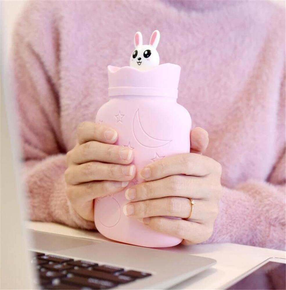 Borsa per acqua calda con motivo a stella e luna, 330 ml, in silicone, per alleviare il dolore e per le mani, per le donne, per ragazze e ragazze, 1 pezzo