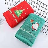 RUIBOLU Large Christmas Hand Towels for Bathroom 14 x 29 inch Pack of 2, 100% Cotton Super Soft Merr